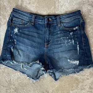 Judy Blue Dark Blue Distressed Jean Shorts